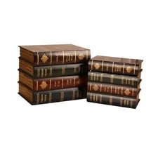 Decorative Vintage Book Box Wooden Antique Storage Box, 2 Pack Invisible Faux 