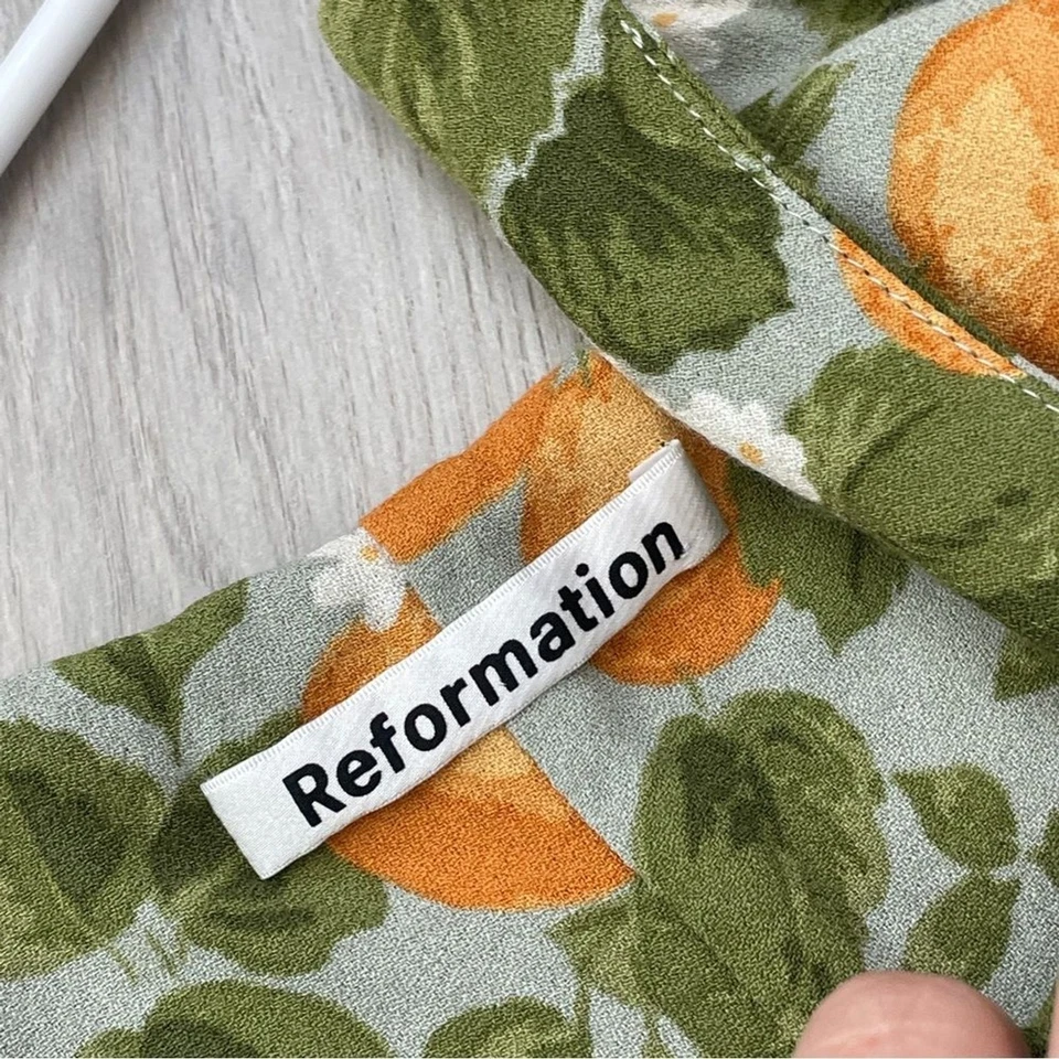 Reformation Fruit Dress marlowe oranges print womens Green small date night chic - Image 2 of 4