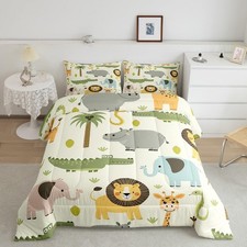 Nursery Cute Wild Animals Bedding Set for Girls Boys Child Kids Cartoon Lion ...