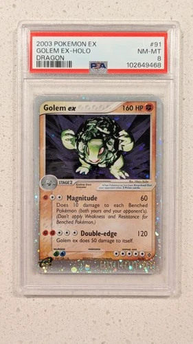 Golem ex Holo 2003 EX Dragon Ultra Rare #91 Pokemon Card - PSA 8