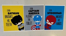 Set 3 stampe artistiche da parete supereroi 8x10 Batman Spider-Man Capitan America