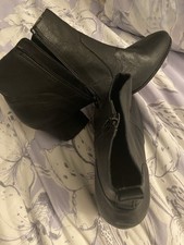 Crown Vintage Women's Black Leather Ankle Bootie Almond Toe Zip Solid 11