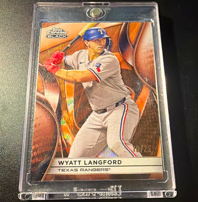 Topps 2025 Chrome Black Wyatt Langford Orange Wave Refractor /25