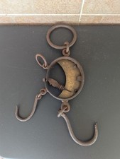 Beautiful Antique Old Iron Weight Measure Scale With Hooks Hanging Scales 