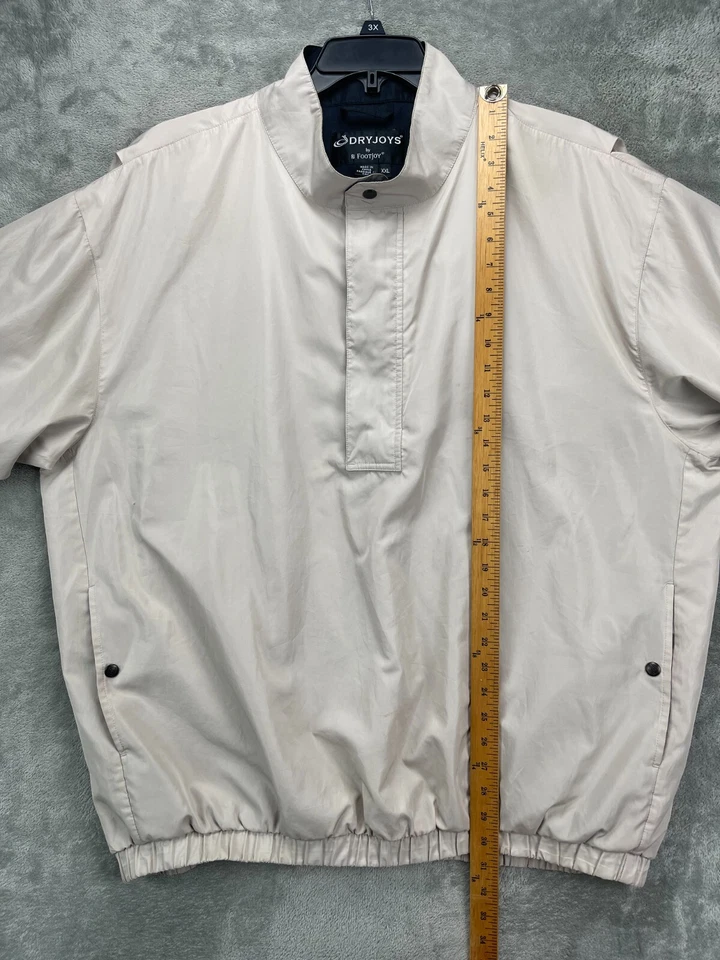 Dryjoys By Footjoy Men's Pullover Wind Jacket XXL Ivory Short Sleeve 1/2 Zip - Image 3 of 4