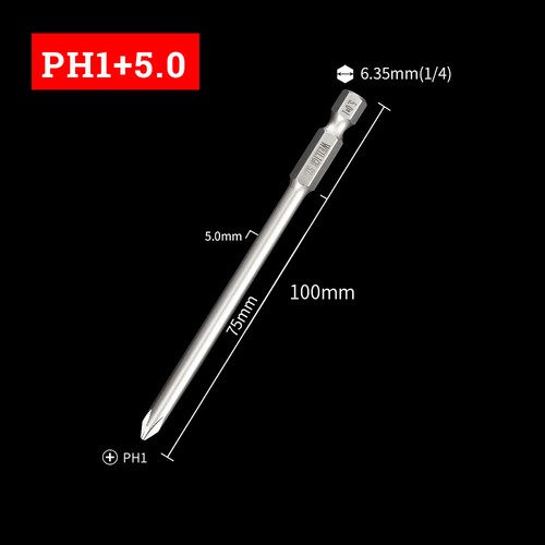 75/100mm Long Phillips Screwdriver Bit Hex Drywall Plaster Screws 1/4" Driver - Picture 32 of 39