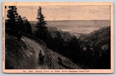 Cheyenne Canon CO Colorado Grand View High Drive Postcard Vintage