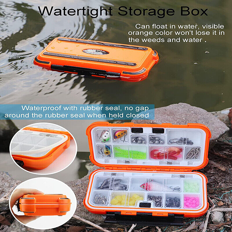 Fishing Tackle Box Lure Waterproof Compartments 2 Layer Storage Hard Case  Hook