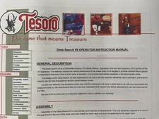 TESORO DEEP SEARCH VII METAL DETECTOR OPERATOR OPERATING INSTRUCTION MANUAL
