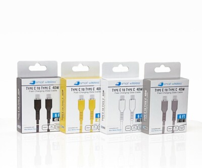 6ft 40W Super Fast Charging PD Silicone Cable-C to C-14PC Display Refill Pk
