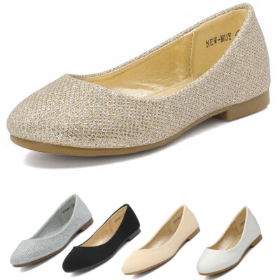Girls Dress Shoes Slip on Ballerina Flats Toddler/Little Kid/Big Kid Dance Shoes