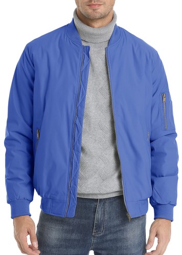 Men's Windbreaker Bomber Jackets Casual Warm Padded Lightweight Pilot Work Coats - Picture 22 of 76