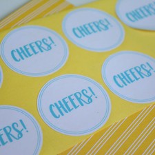 50 pcs Round Cheers Sticker Wedding Label Seal Bomboniere Favour Gift Card Toss