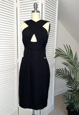 Narciso Rodriguez Size 6  Black Dress Cutout Criss Cross