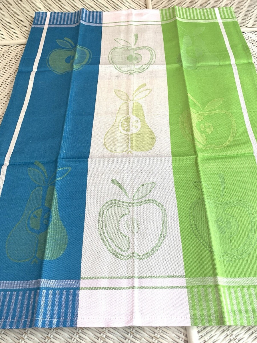 Gorgeous NEW Trio Lino GERMAN Jacquard Woven Kitchen Dish Towel Apples