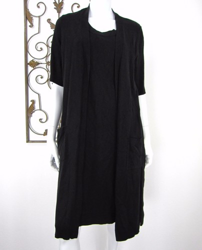 JONES NEW YORK COLLECTION DRESS SHORT SLEEVE SWEATER DRESS L LARGE BLACK 033 - Picture 2 of 12