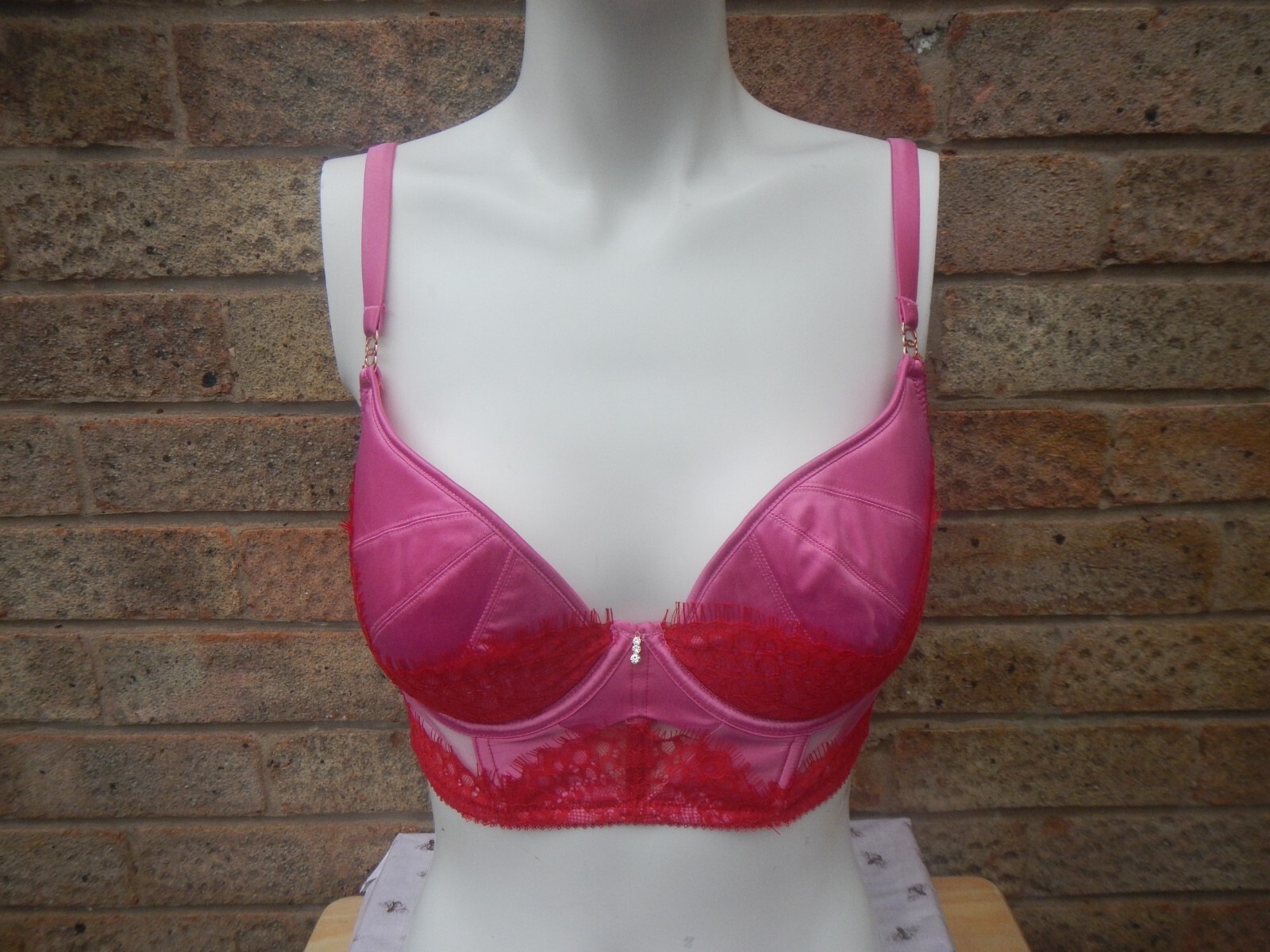 ANN SUMMERS RED/PINK LIGHTLY PADDED UNDERWIRED , SIZE 34D BRA