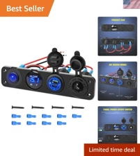 Dual Output USB Charger Socket Panel with Real-Time Voltmeter for Trucks & Boats
