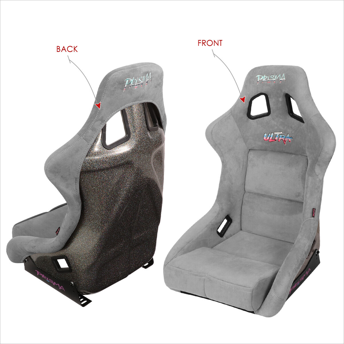 Asiento De Carreras NRG Innovations – Cubo Completo Grande, Alcantara Púrpura, FRP-302PP-PRISMA