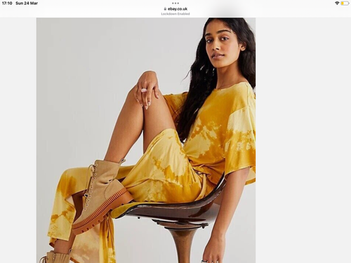Gold *Free People* Dress *Alyssa* UK Medium Hi Low Midi Maxi - Picture 8 of 10