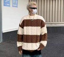 Men's Fashion Winter Crew Neck Long Sleeve Loose Warm Kniting Pullover Sweaters