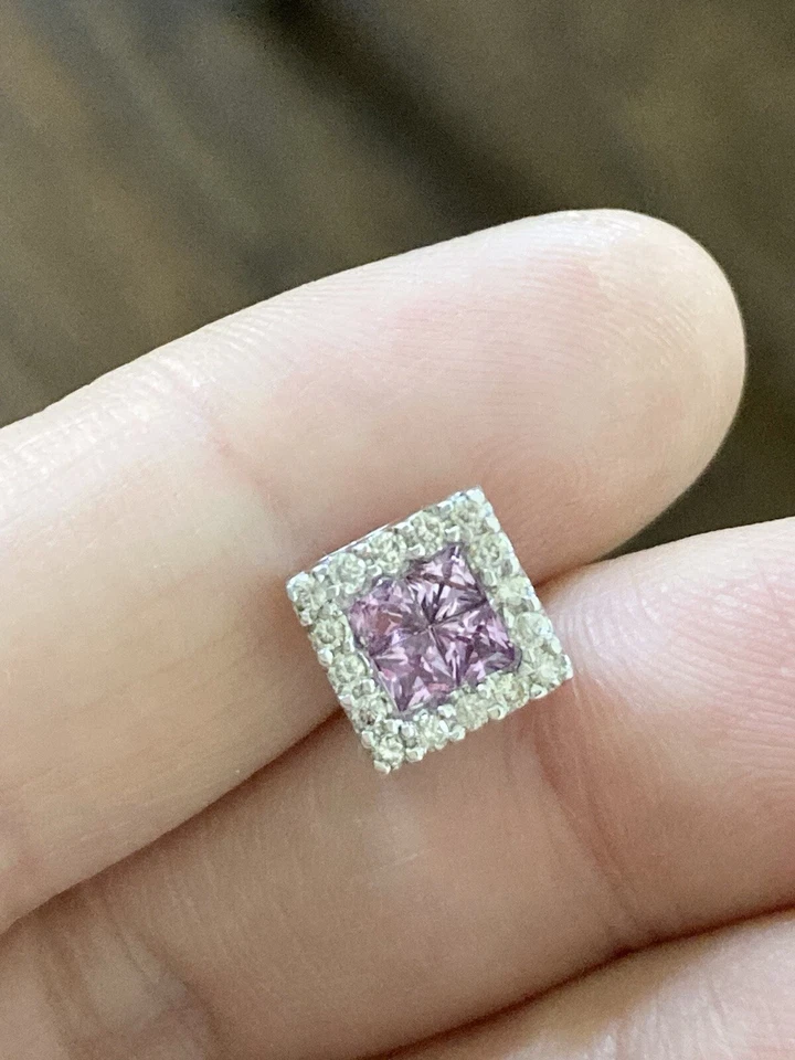 Dije Colgante Topacio Blanco Espinela Rosa Natural Oro Blanco Sólido 14k Foto 2 de 4