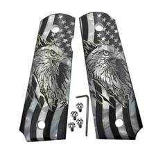 1911 Grips Ambi Cut Custom Gun Grips 1911 Full Size Grips Engraved US Flag Eagle