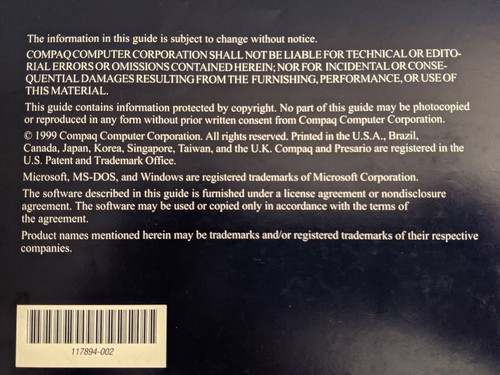 1999 Compaq Mobilny komputer internetowy Instrukcja referencyjna dla systemu Windows 98 - Zdjęcie 9 z 10