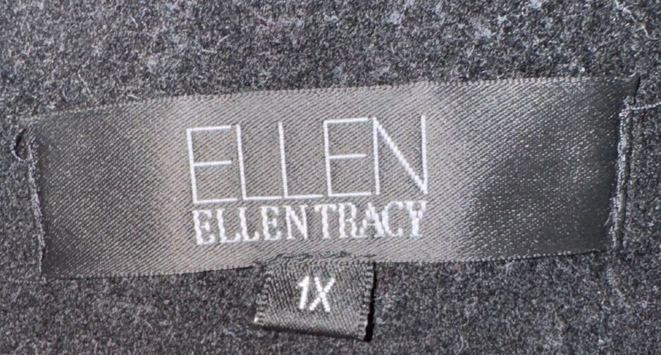 Abrigo largo negro ELLEN TRACY cuello y puños de piel sintética para mujer 1x Foto 4 de 4