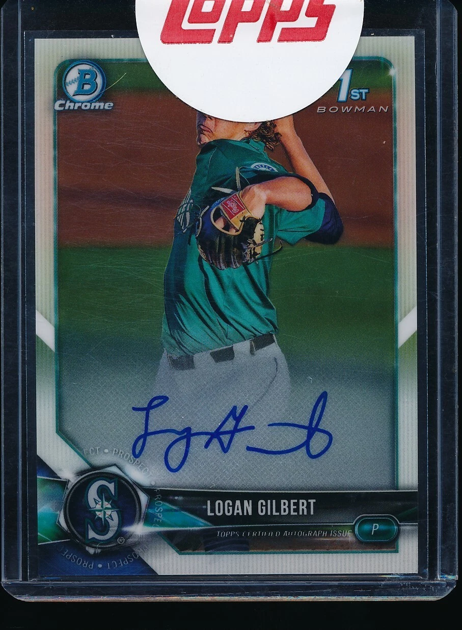 2018 Bowman Draft Chrome Draft Pick Auto Logan Gilbert 1st RC   Mariners