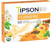 Tipson Organic TURMERIC Variety Tea Sampler 60 Tea Bags , Herbal Tea Infusions
