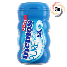 3x Bottles Mentos Pure Fresh Mint Sugar Free Gum 50 Pieces Each 3.53oz