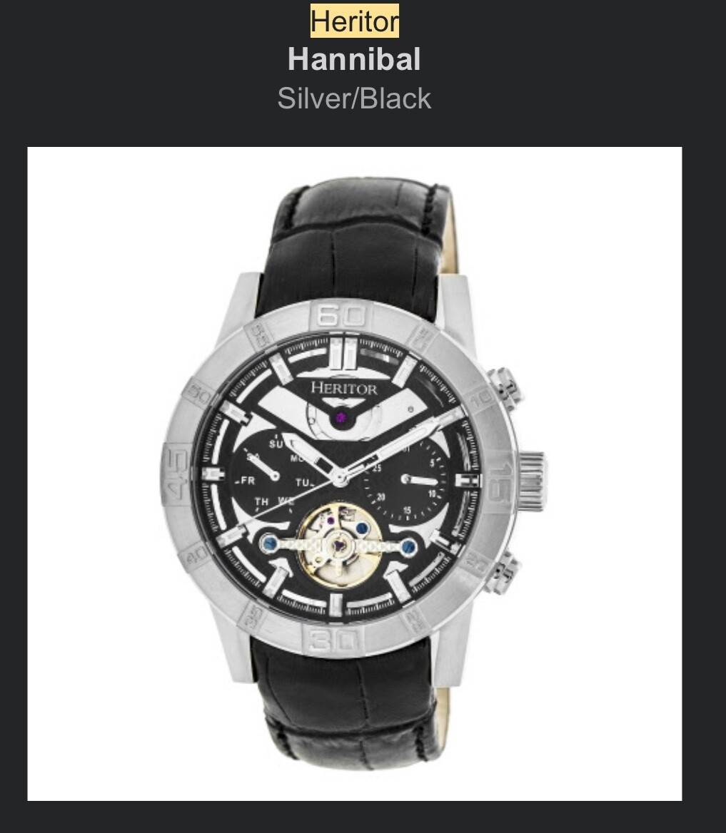 Heritor Automatic Hannibal Semi-Skeleton Leather-Band Watch  display picture 3