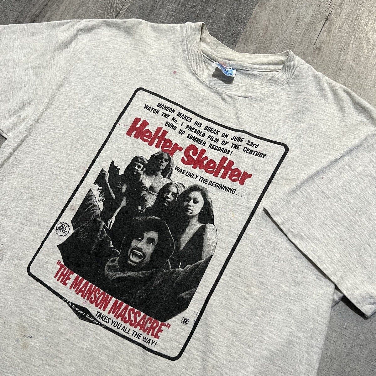 VTG Helter Skelter Charles Manson Grey 90s Horror Movie Rare 