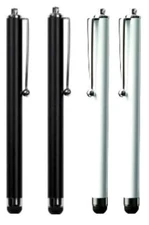 4 (2Black +2White) Universal Clip Stylus Pens for iPad 1,2,3 & All Smart Phone