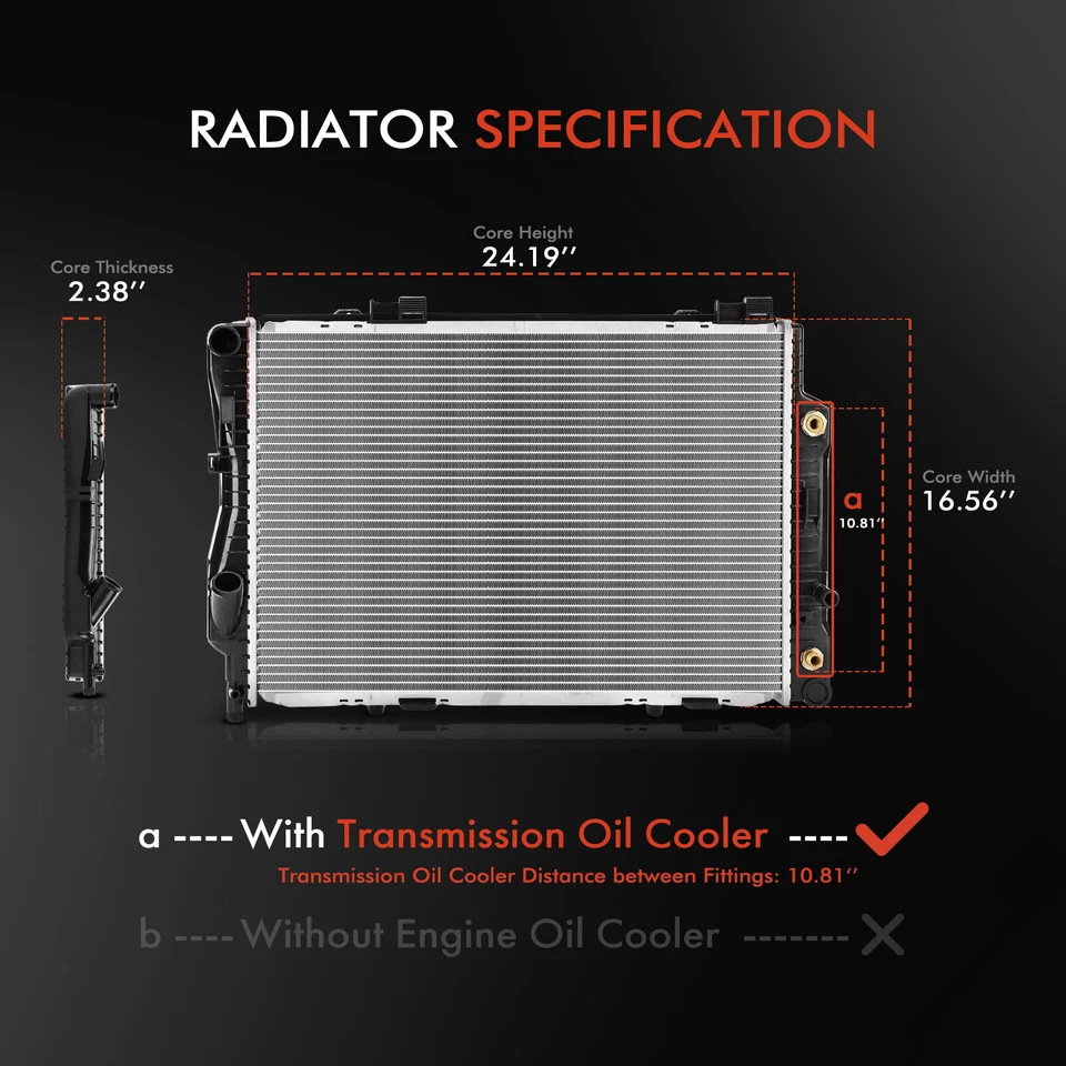 Radiador con enfriador de aceite para Mercedes-Benz W202 C280 1994-1997 C36 AMG 1995-1997 Foto 2 de 4