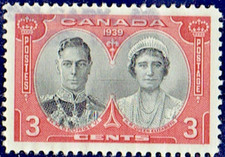 CANADA SC#248 KING GEORGE VI & QUEEN 1939 3¢ CARMINEBLACK USED VF-XF 85 (124V25)
