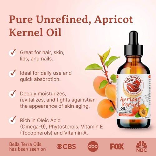 Organic Apricot Kernel Oil - 4oz | Cold-Pressed Oil for Skincare, Haircare & DIY - Picture 2 of 8