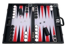 New 23 Wycliffe Brothers Backgammon Set w/ 1.75" Nickel Checkers - Black/Grey