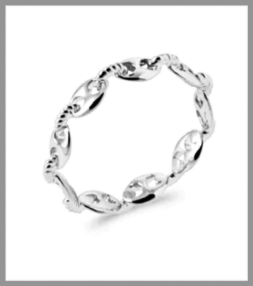 Bague Motif Grain de Café En Argent Rhodié 925/000 T50 à 60