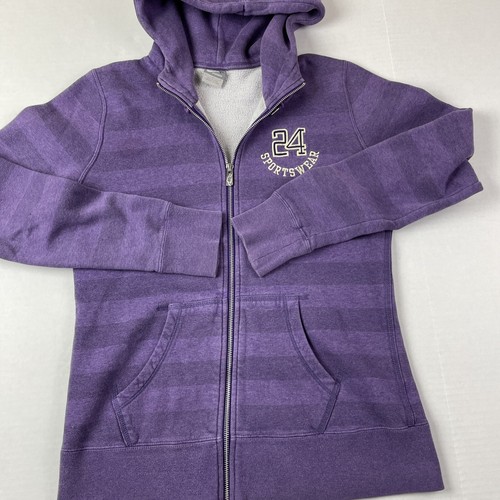 Nike Sportswear Full Zip Hoodie Sweatshirt Jacket Girl’s L Striped Purple - Picture 9 of 10