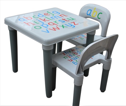 JUEGO DE MESA Y SILLA PARA NIÑOS ABC Alfabeto Niños Gris - Niños Pequeños - Regalo - Imagen 3 de 16