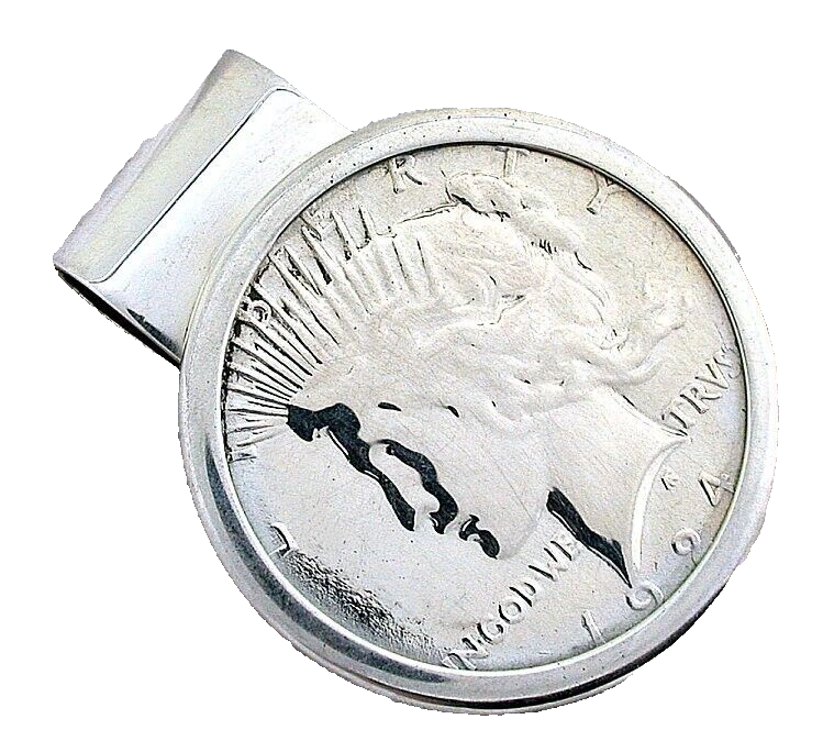 1924 Peace Silver Dollar Vintage Sterling Silver Money Clip