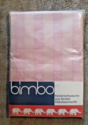 Vintage Pink Floral Cotton German Brennet Bimbo Kids Bed Linen 100/135cm NOS NEW