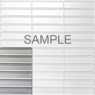 Gray Cold Spray Metallic Crystal Glass Mosaic Tile Stack Pattern Wall Backsplash