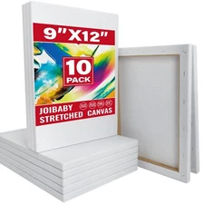 Stretched Canvas for Painting,10Pack 9X12 Inch Stretched White Blank Canvas,8...