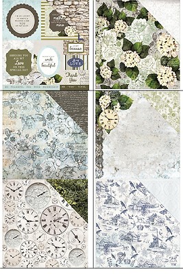 Kaisercraft Provincial 1x Scrapbooking Papier Uhren Steine Rosen 30,5x30,5cm