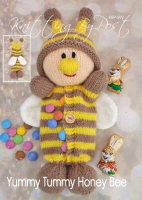 New Knitting Pattern Yummy Tummy Honey Bee Knitting by Post A5 Leaflet