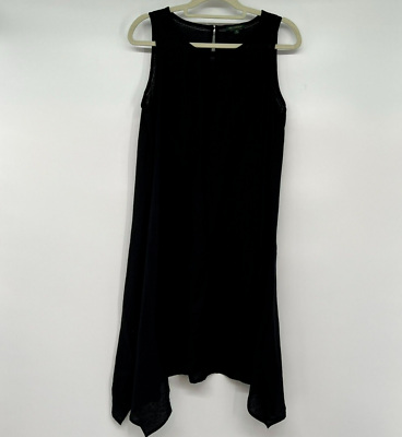 For Cynthia Linen Blend Dress Sz M Black Eyelet Keyhole Sleeveless Hi-Low  Hem | eBay