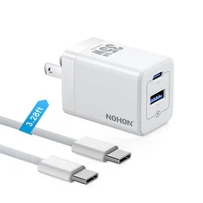 35W USB-C Wall Charger Block NOHON GaN PD 3.0 Fast Charging Block Foldable Co...